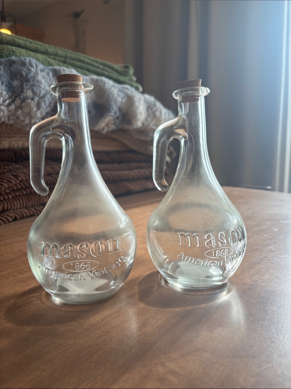 Mason Clear Glass Oil Cruet Set with Cork Stoppers